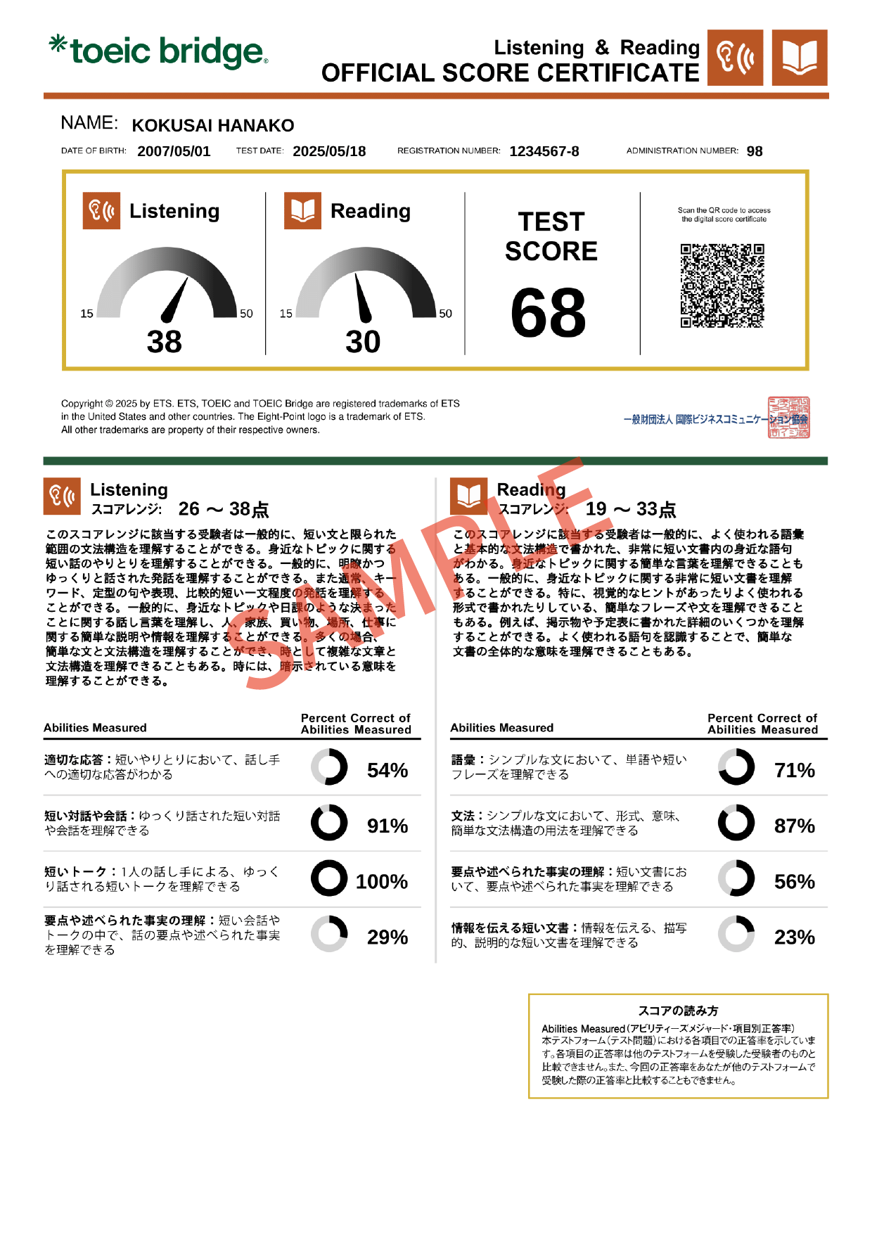 Digital Official Score Certificate（デジタル公式認定証）