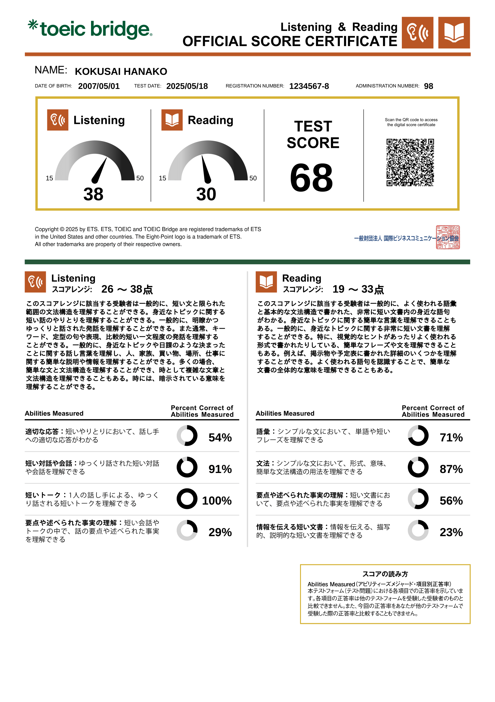 Digital Official Score Certificate(デジタル公式認定証)